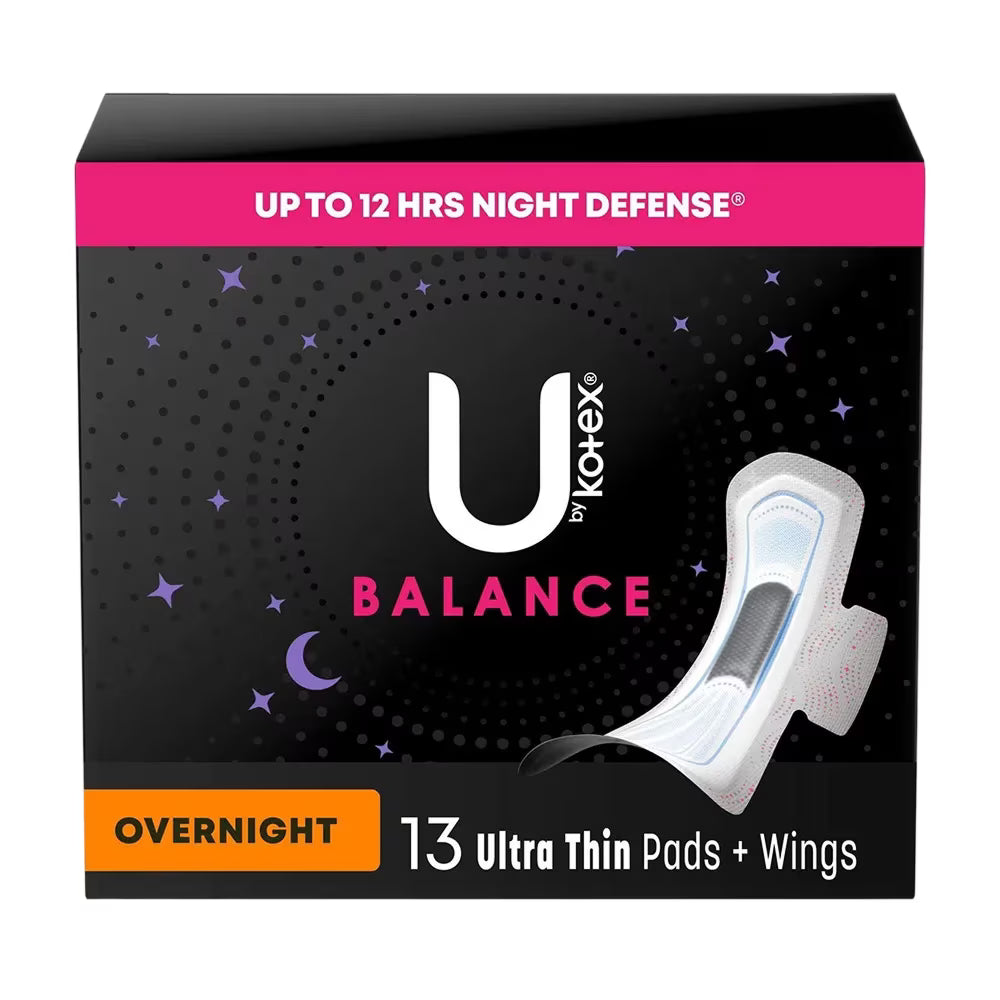 U by Kotex Ultra Thin Overnight Maxi Pads - 13 Ct - 6 Pack