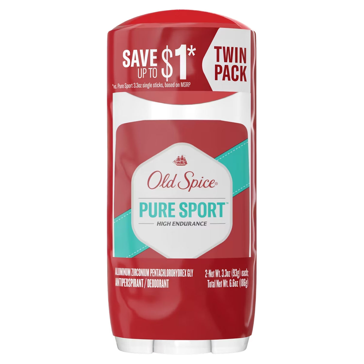 Old Spice High Endurance Pure Sport Antiperspirant Deodorant, 3.3 oz - Twin Pack - 6 Pack