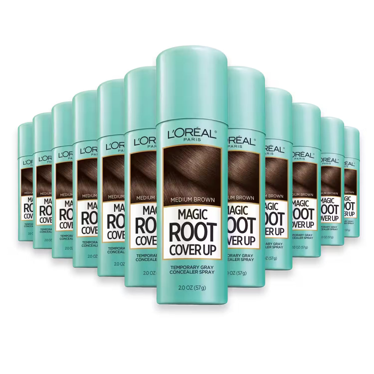 L'Oreal Root Cover Up Spray Medium Brown – 2 oz – 12 Pack