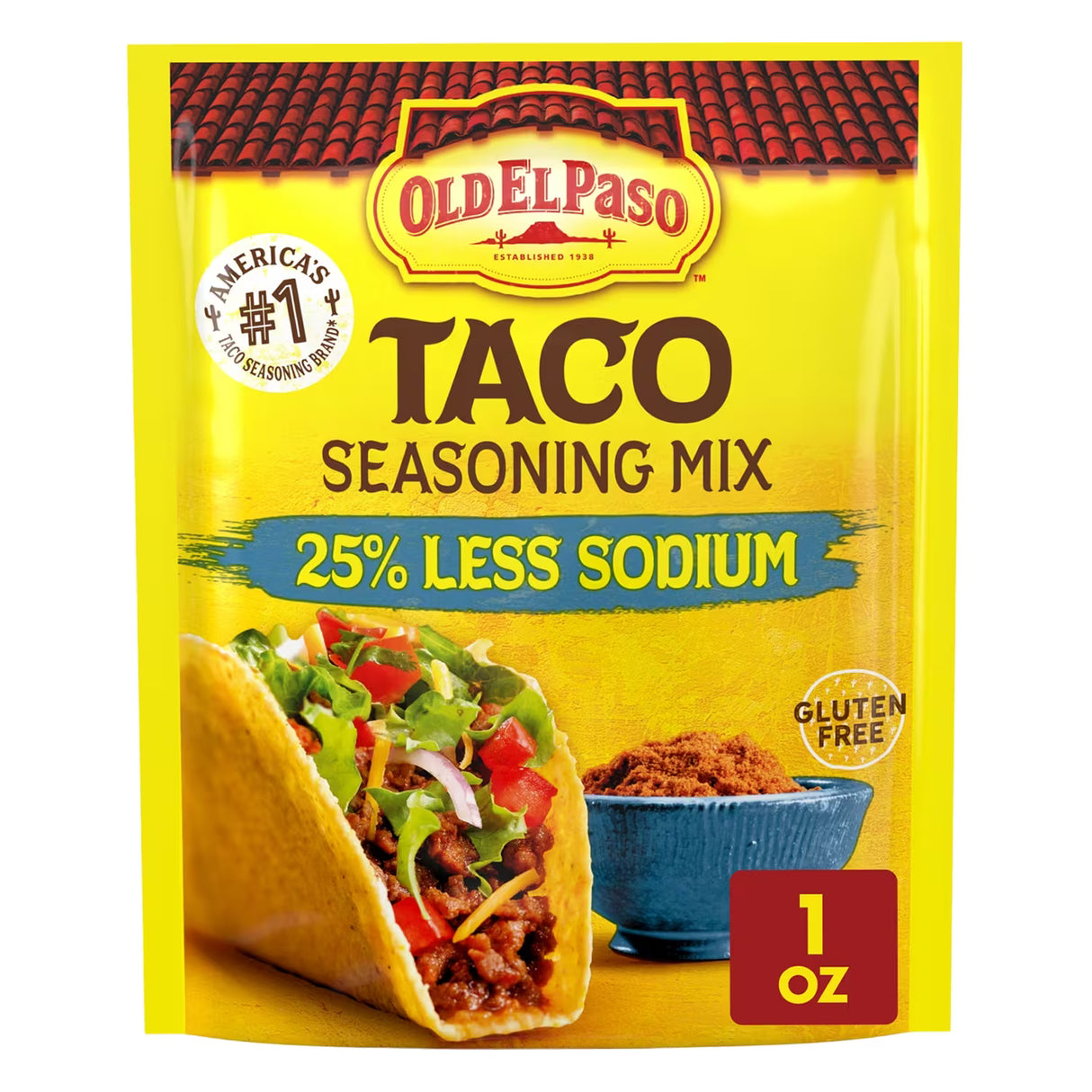 Old El Paso 25% Less Sodium Taco Seasoning Mix, 1 oz - 32 Pack