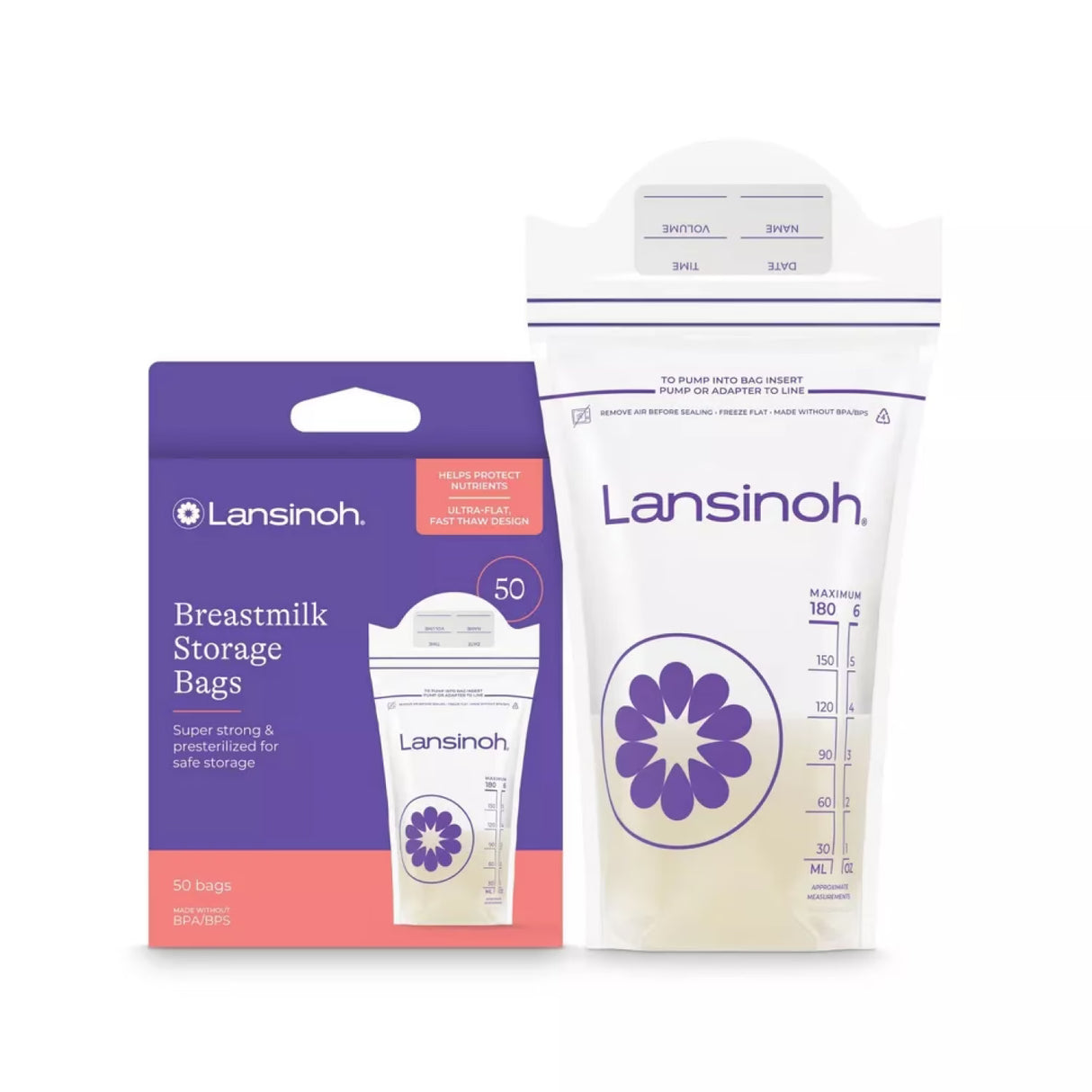 Lansinoh Breastmilk Storage Bags – 50 Count – 6 Pack