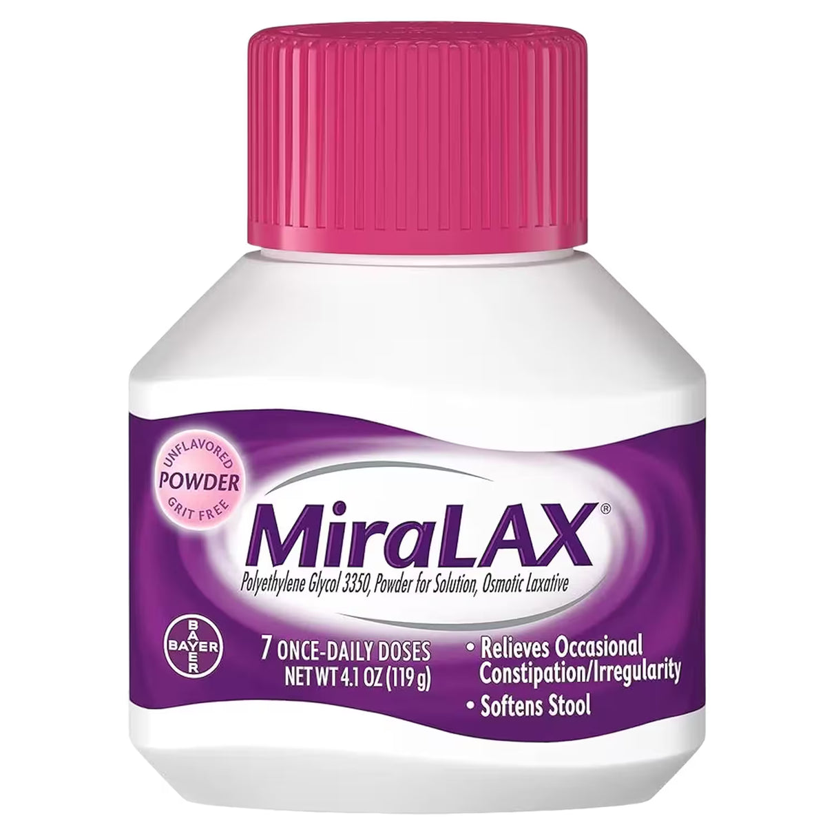 MiraLAX Laxative Unflavored Powder 7 Dose 4.1 oz – 12 Pack