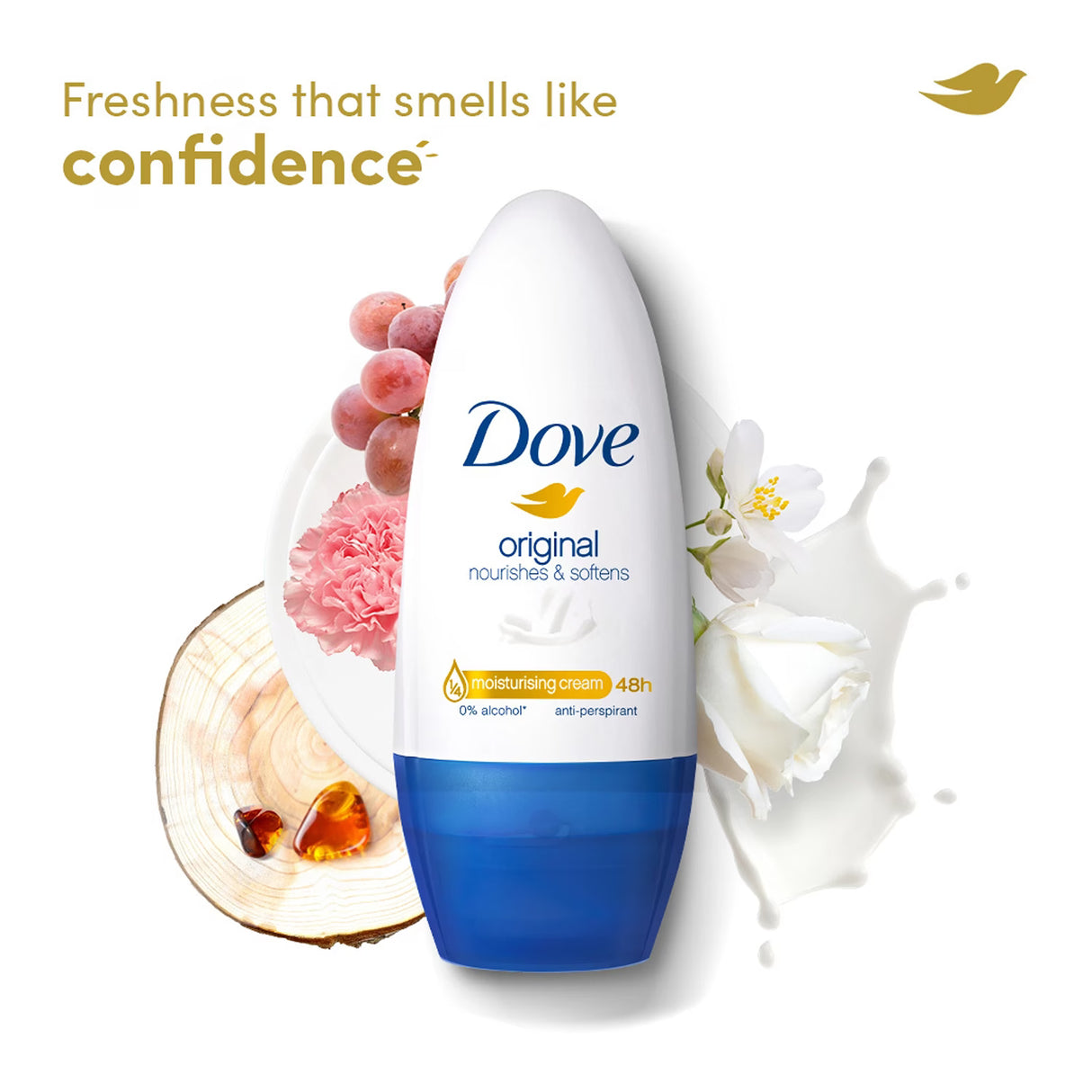 Dove Antiperspirant Deodorant Roll-On, Original 40 ml – 6 Pack