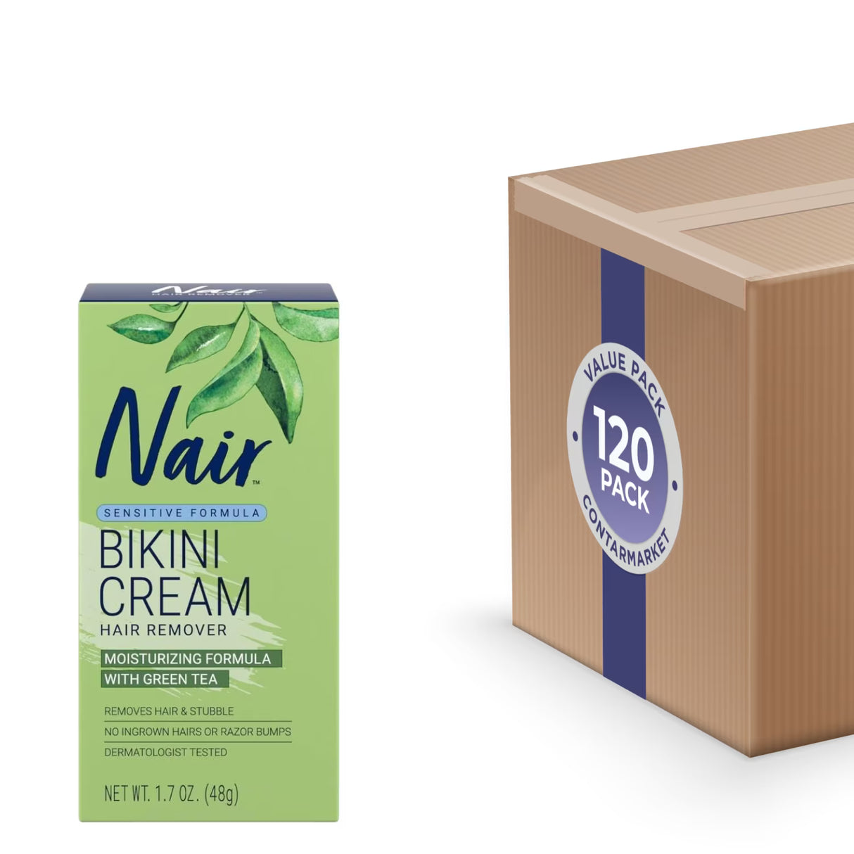 Nair - Hair Remover Sensitive Formula Bikini Cream Hair Removal - 1.7 Oz - 120 Volume Pack