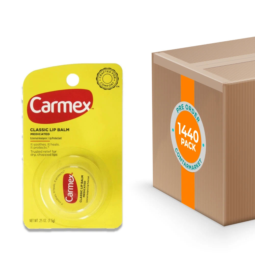 Carmex Classic Medicated Lip Balm - Soothes and Protects Dry Lips, 0.25 oz Jars - 1440 Pack