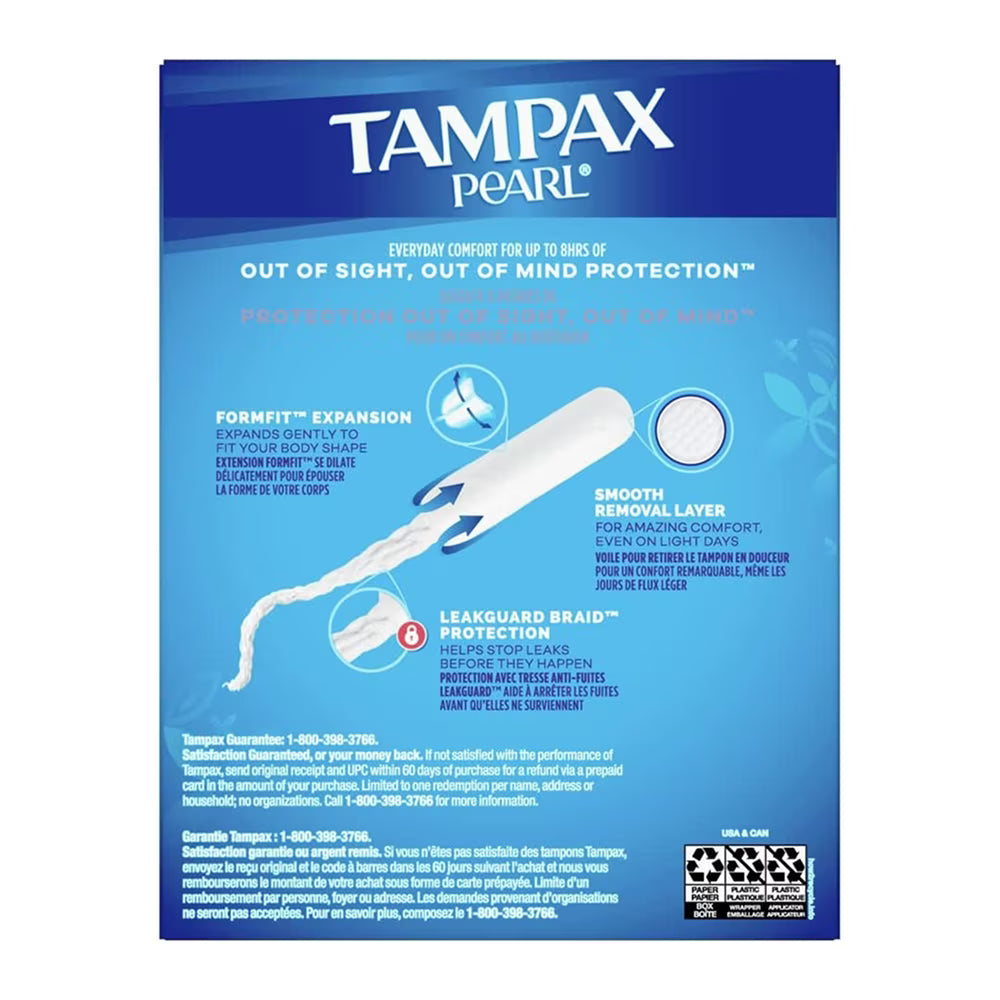 Tampax Pearl Tampons Super Plus, Unscented - 18 Ct - 12 Pack