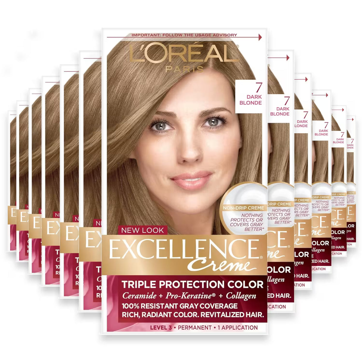 L’Oréal Excellence Creme Hair Color, #7 Dark Blonde - 12 Pack