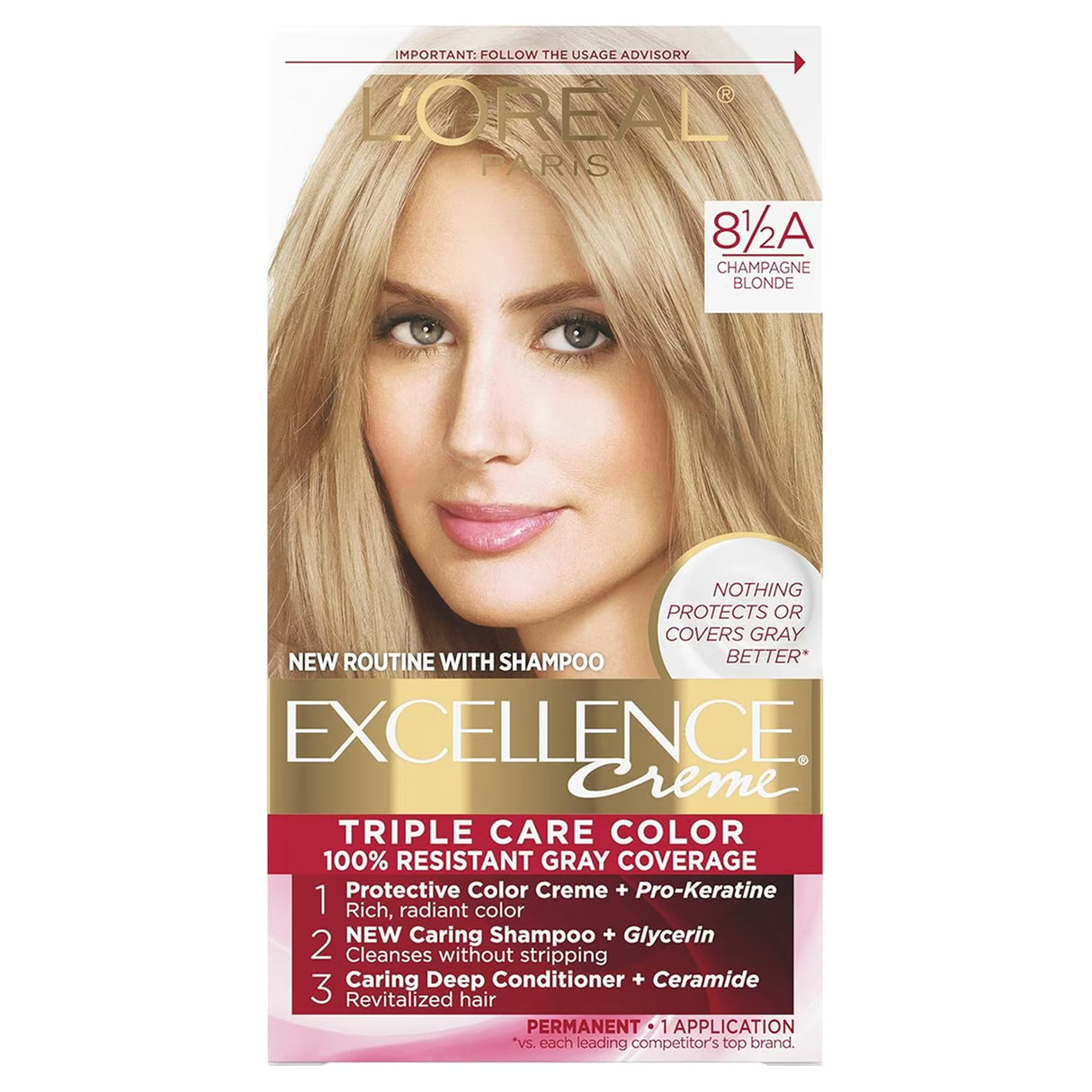 L’Oréal Excellence Creme Hair Color, 8.5A Medium Light Blonde - 12 Pack