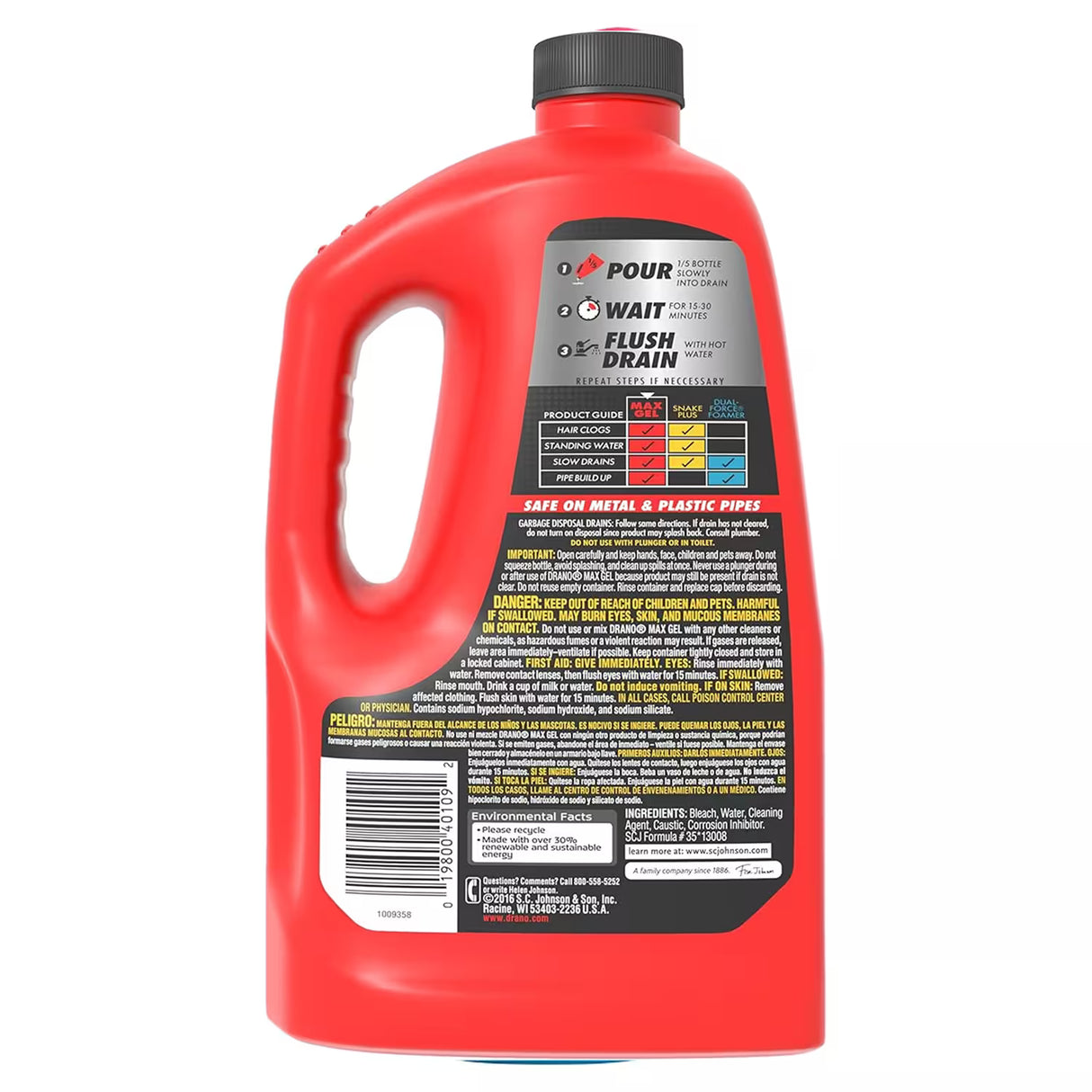 Drano Max Gel Clog Remover – 80.0 Oz – 6 Pack - 30 cases pallet