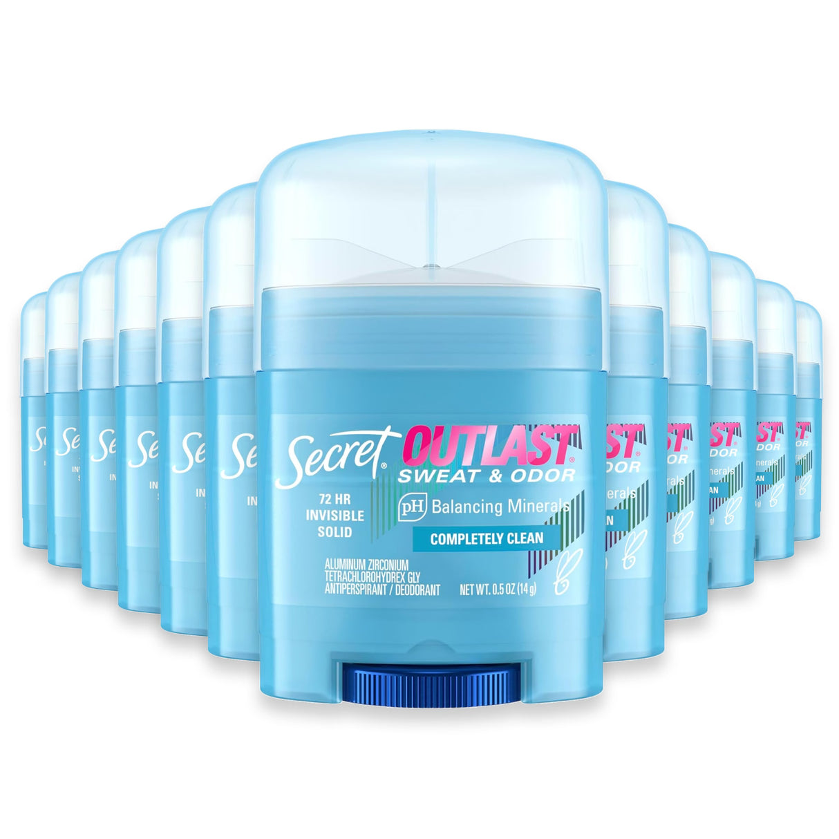 Secret Outlast, Invisible Solid antiperspirant & deodorant, Completely Clean Travel Size- 0.5 Oz - 24 Pack