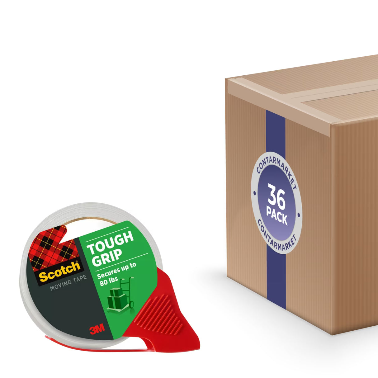 Scotch Tough Grip Moving Packing Tape with Dispenser, 1.88 in - 36 Pack