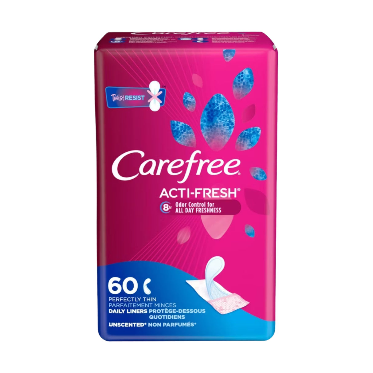 Carefree Thin Unscented To Go Panty Liners - 60 Ct - 8 Pack