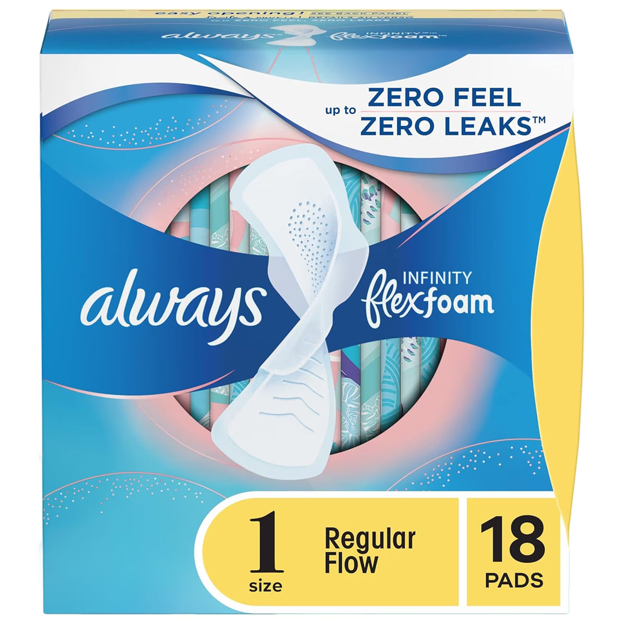Always Infinity FlexFoam Size 1 Regular Pads with Wings - 18 Ct - 12 Pack