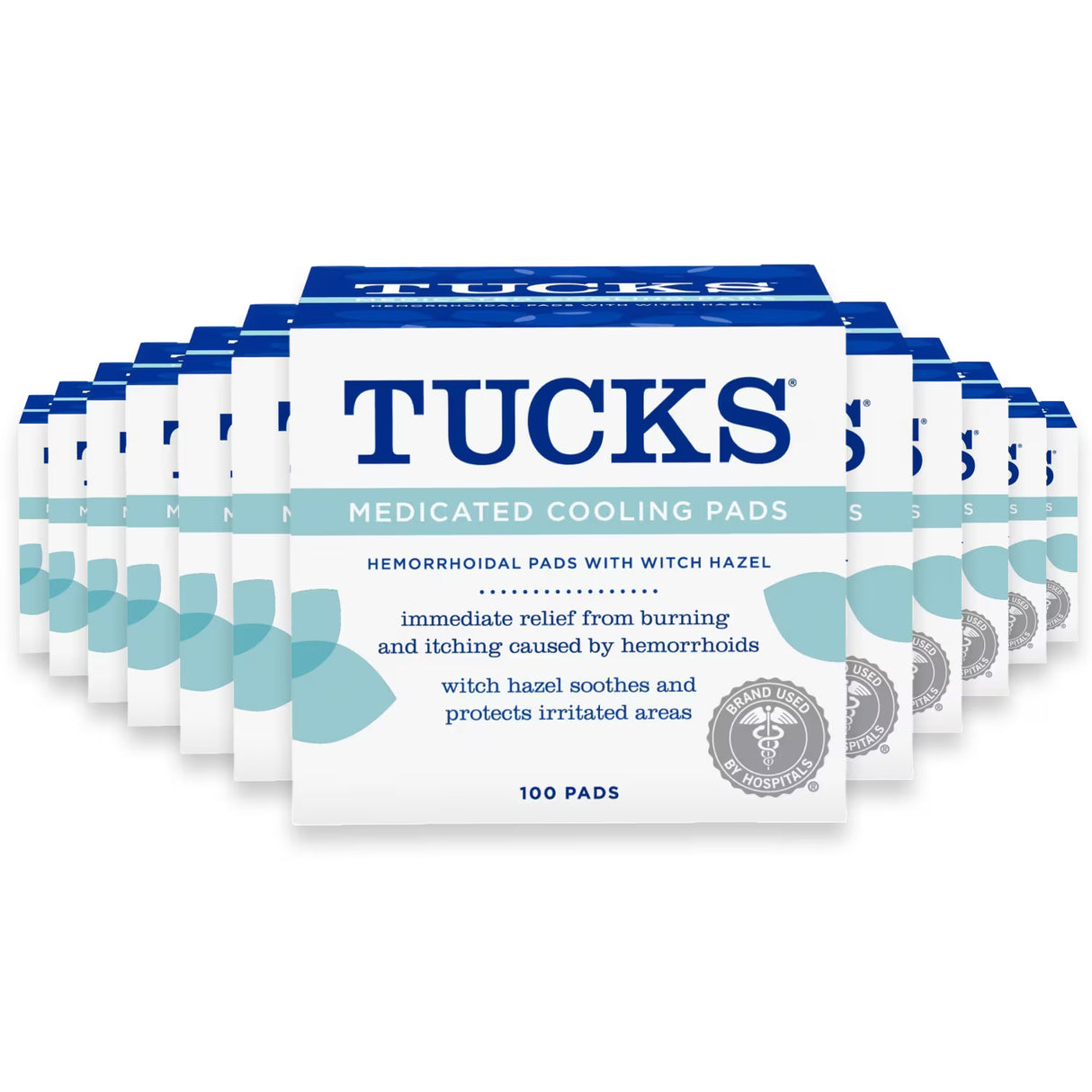 TUCKS Medicated Cooling Pads with Witch Hazel, 100 Ct - 12 Pack