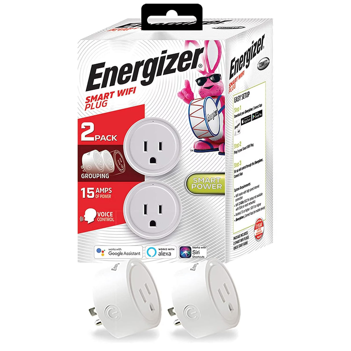 Energizer Connect Smart Wi-Fi Indoor Plug, 2 pk.