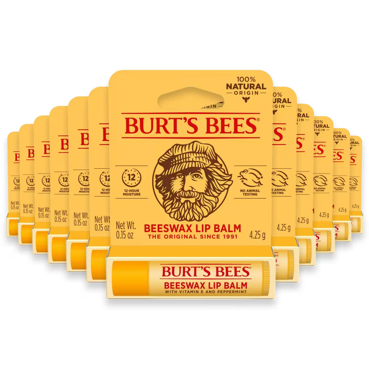 Burt's Bees Beeswax Lip Balm Tube Blister Pack – 0.15 oz – 48 Pack