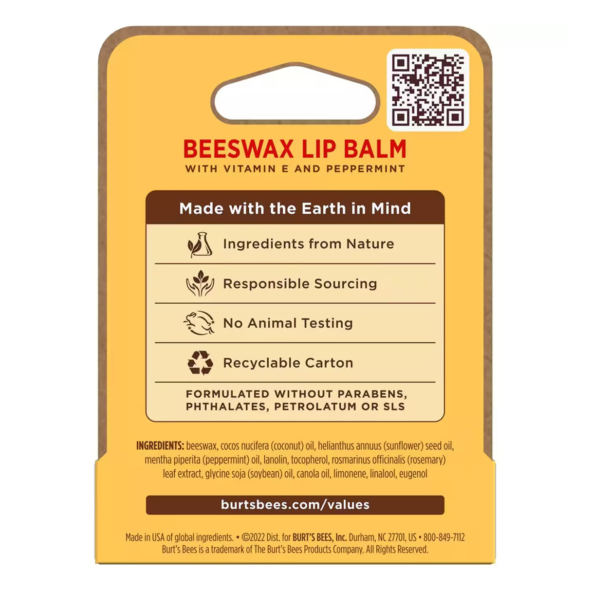 Burt's Bees Beeswax Lip Balm Tube Blister Pack – 0.15 oz – 48 Pack