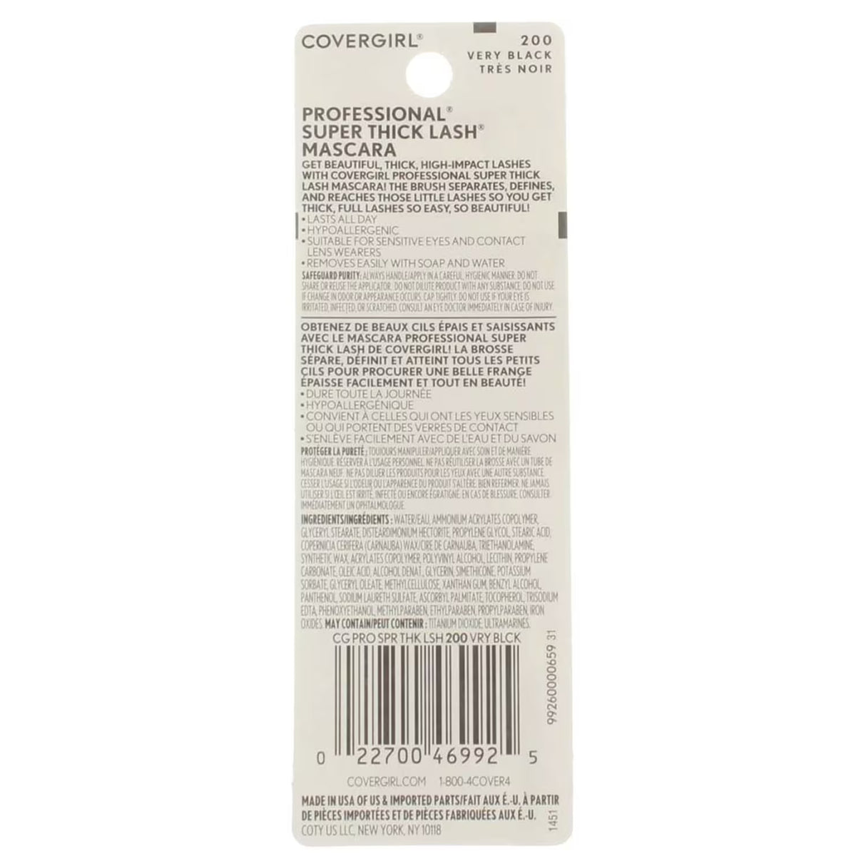 CoverGirl Professional Super Thick Lash Mascara, Very Black 200 - 72 Pack