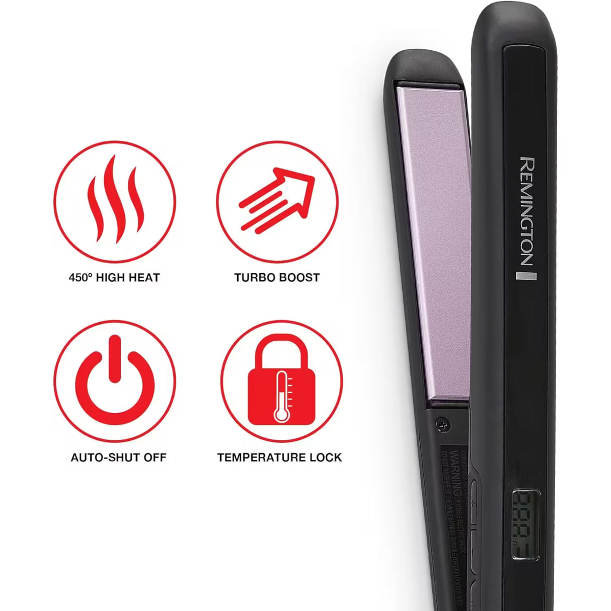 Remington, Flat Iron Hair Straightener – Anti-Static, 30s Heat-Up, 60-Min Auto Shut-Off, Titanium-Ceramic Coating