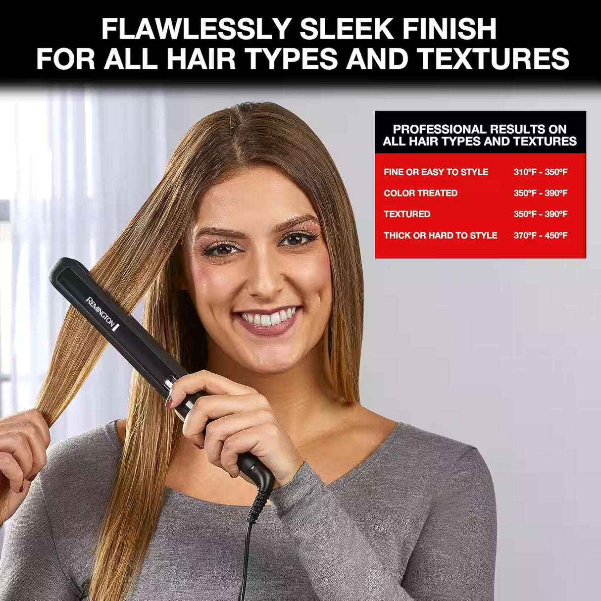 Remington, Flat Iron Hair Straightener – Anti-Static, 30s Heat-Up, 60-Min Auto Shut-Off, Titanium-Ceramic Coating