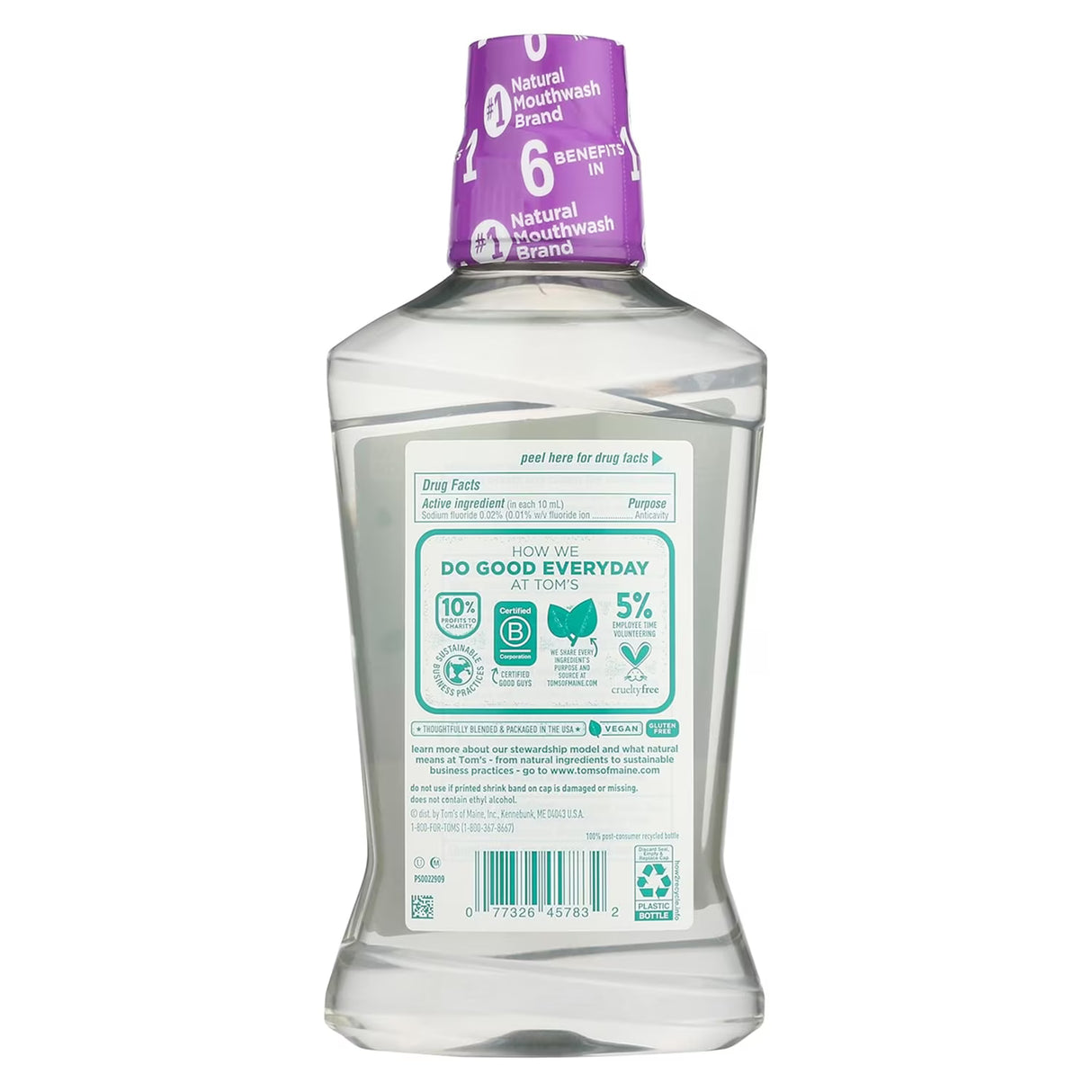 Tom’s of Maine Whole Care Mouthwash, Fresh Mint, 16 oz Bottles - 6 Pack