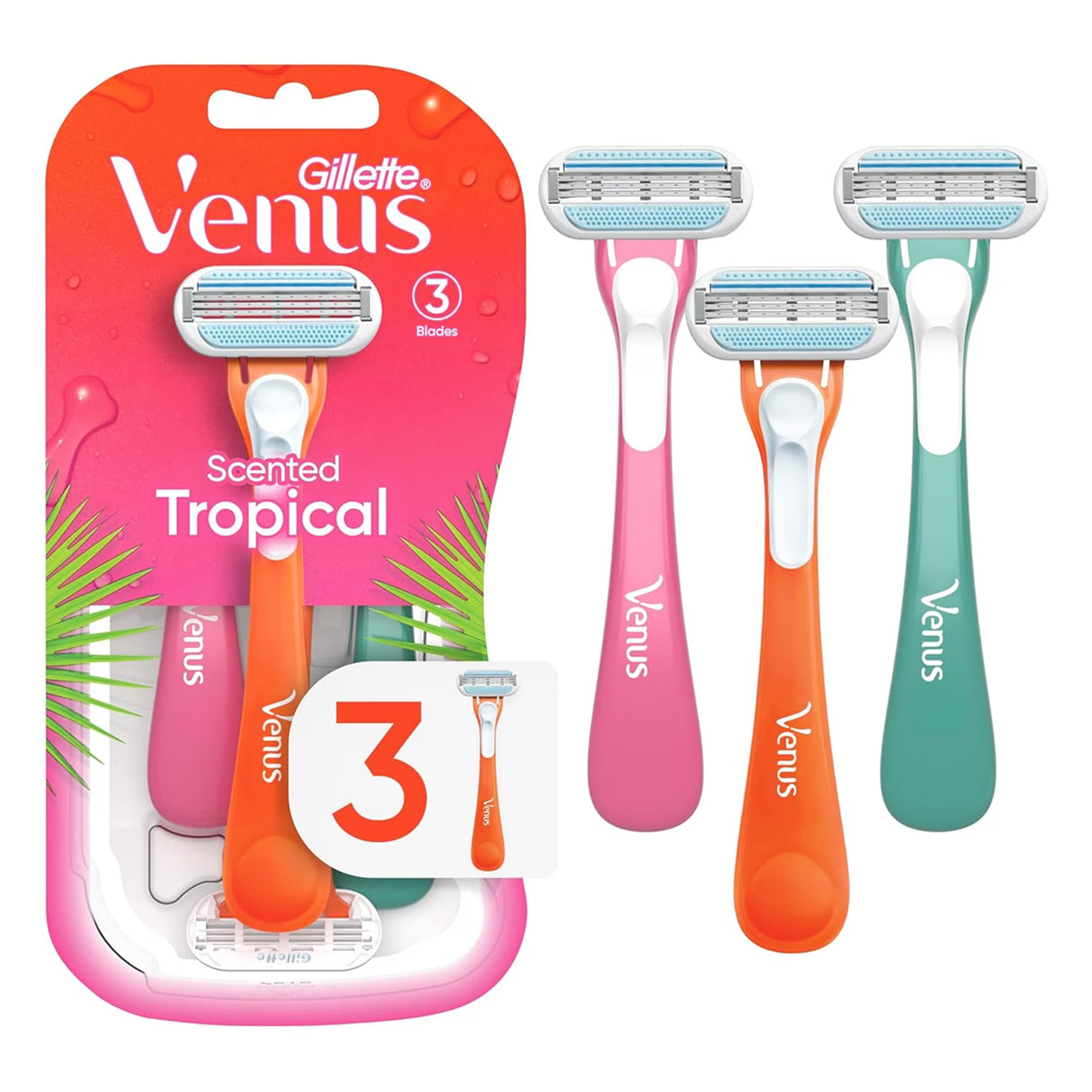 Gillette Venus Disposable Razors, Tropical - 3ct - 4 Pack