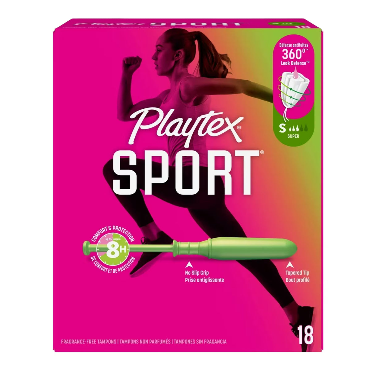 Playtex Sport Tampons Super, Unscented 18 Ct - 12 Pack