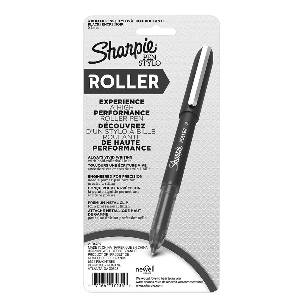 Sharpie Roller Retractable Rollerball Pens, Black - 4 Ct - 36 Pack
