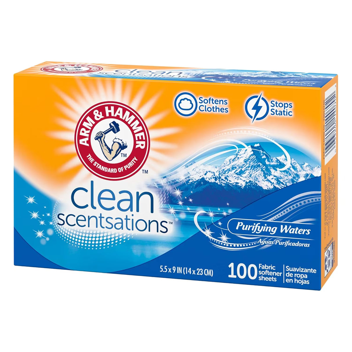 Arm & Hammer Dryer Sheets, Pure Waters Scent, 100 Count - 6 Pack