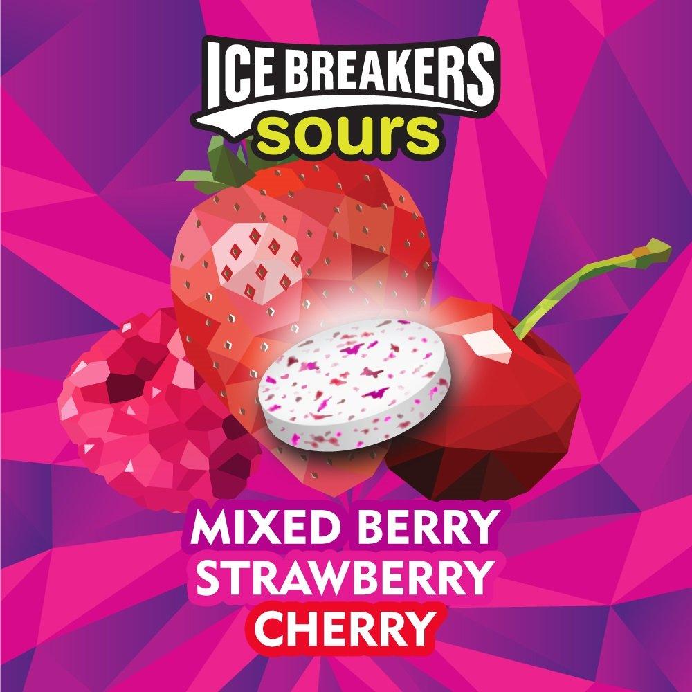 Ice Breakers Sours Sugar Free Mints, Mixed Berry, Strawberry, Cherry - 8 Pack
