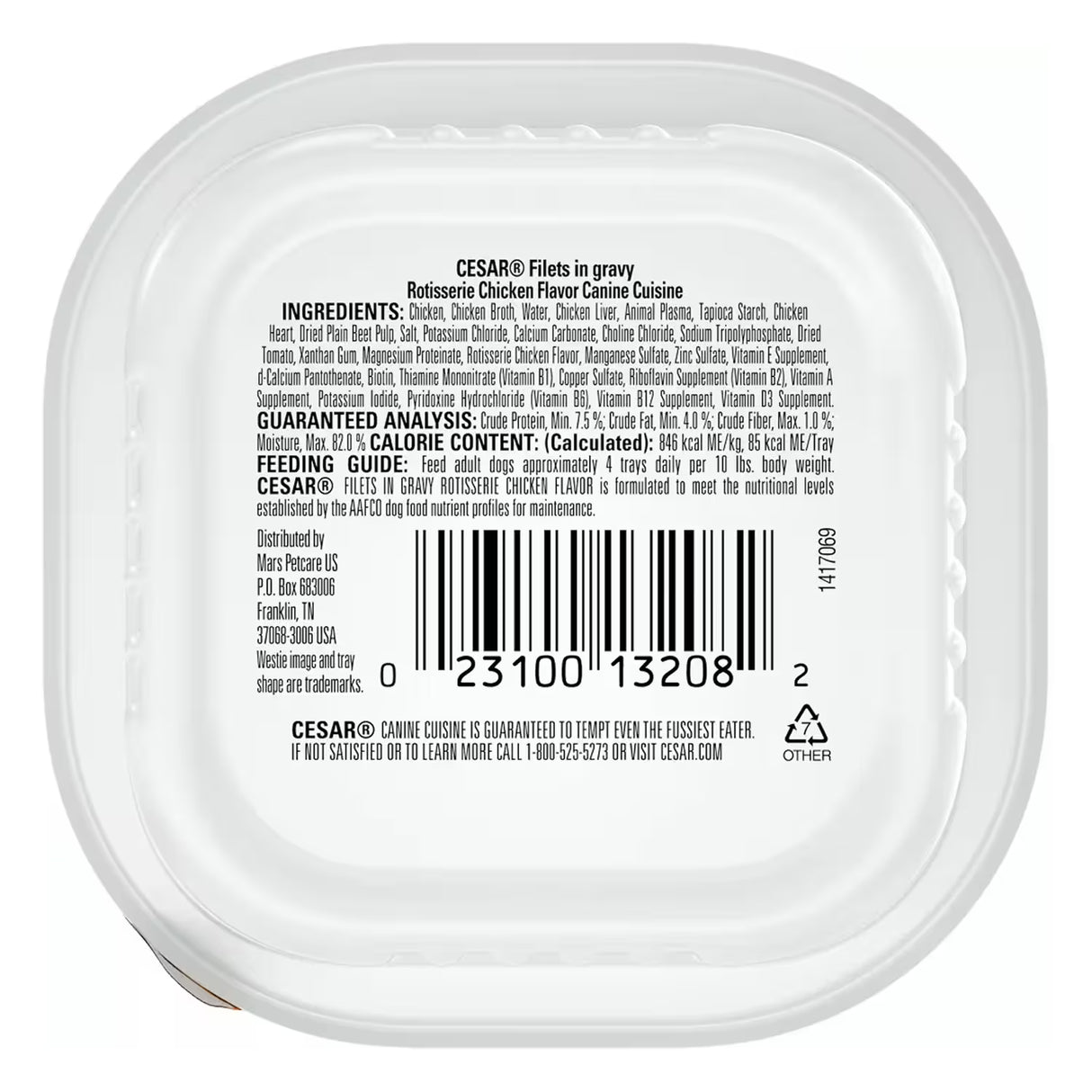 Cesar Gourmet Wet Dog Food Filet Mignon & Chicken Flavor – 3.5 oz – 24 Pack