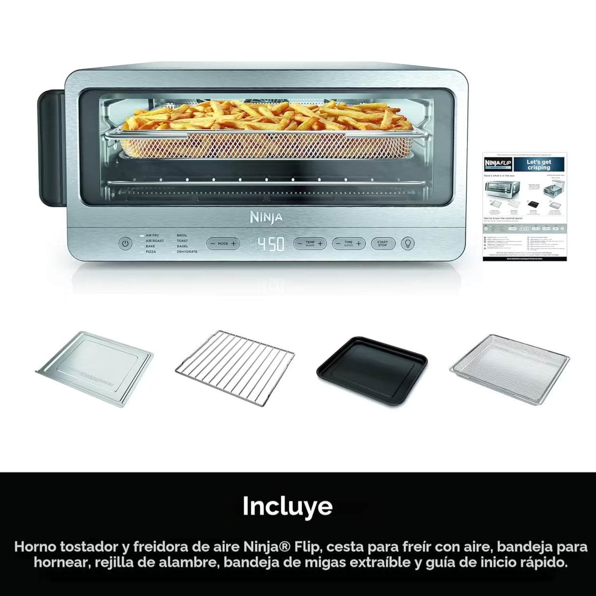 Ninja Flip Air Fryer Toaster Oven Combo (8-in-1) – Stainless Steel, 1800W, SP151