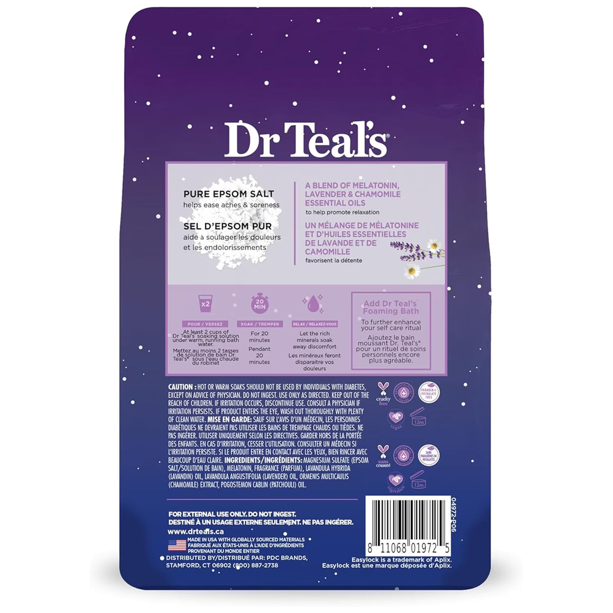 Dr Teal’s Melatonin Epsom Salt - 48oz - 4 Pack