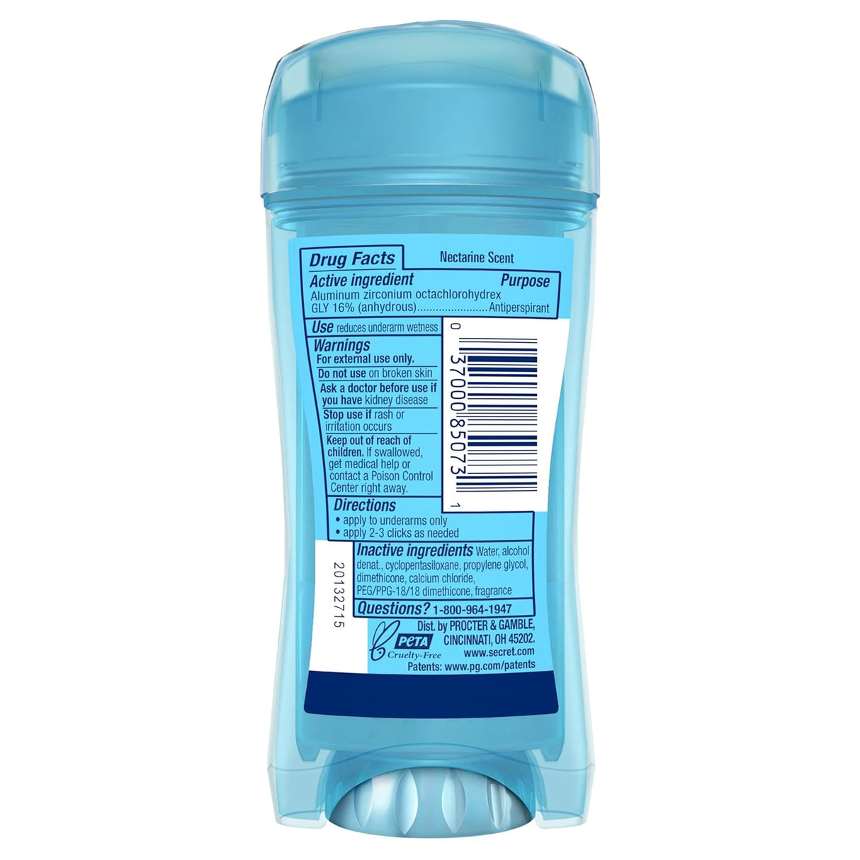 Secret Clear Gel, Nectarine - 2.6 Oz - 12 Pack