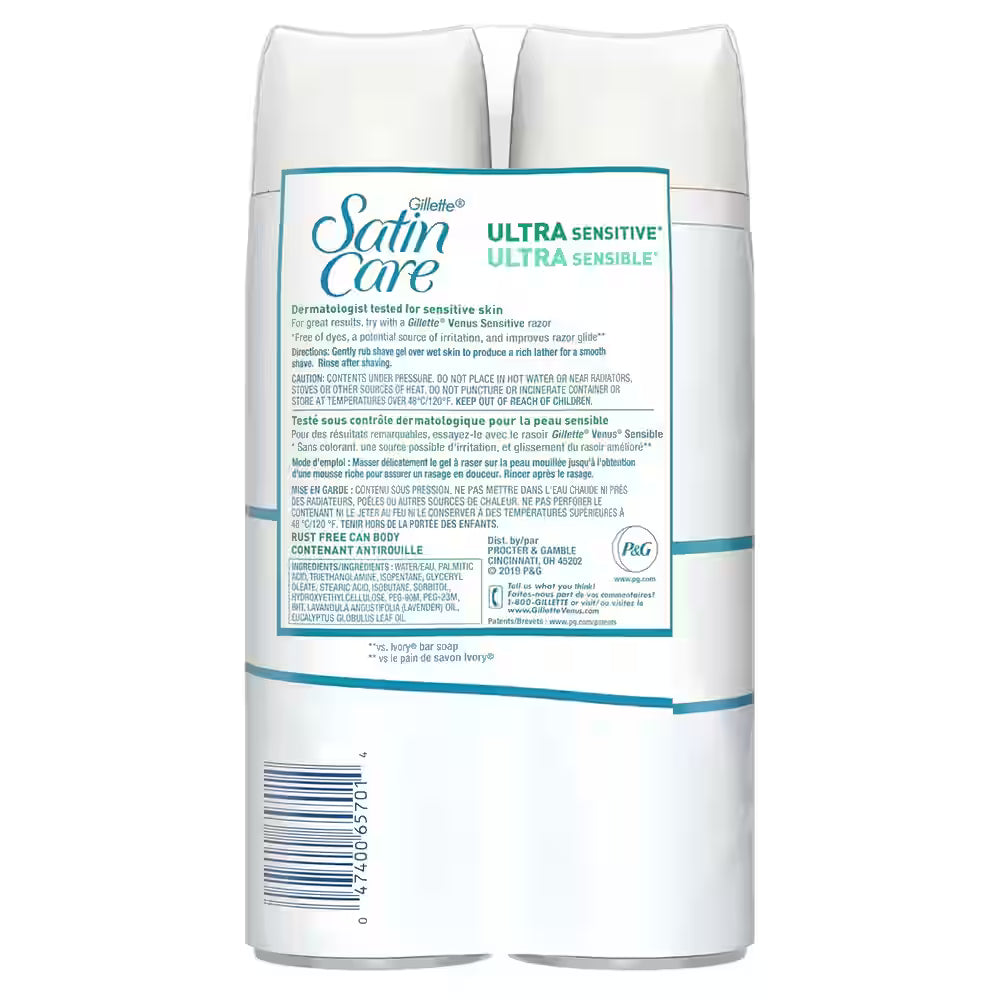Gillette Satin Care Ultra Sensitive Shave Gel Twin Pack – 7 oz - 3 Pack