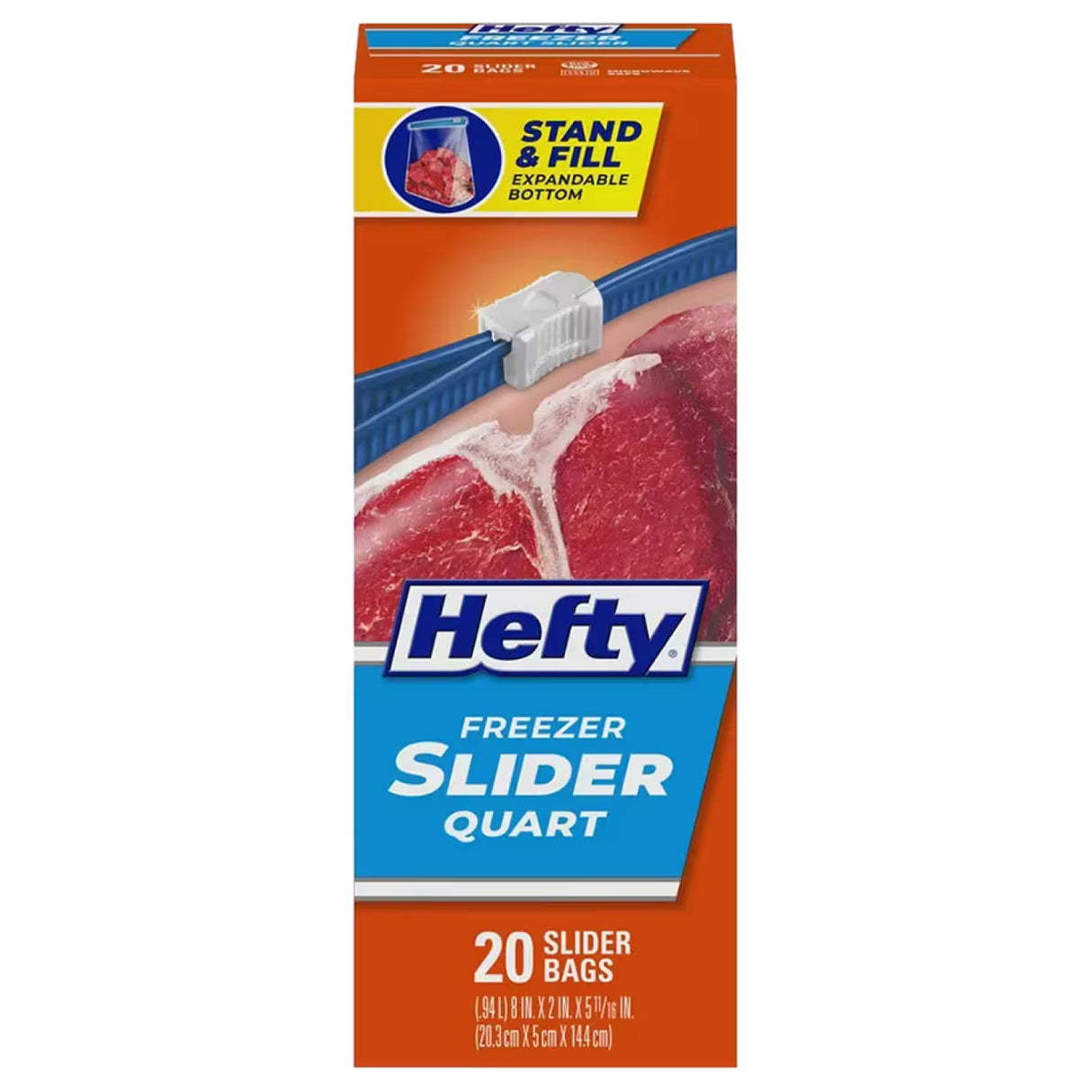Hefty Slider Freezer Bags Quart Size – 20 Count – 8 Pack