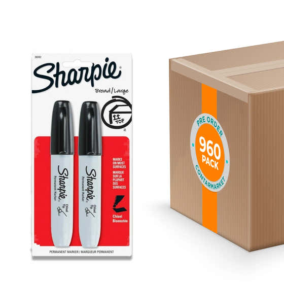 Sharpie - Permanent Marker Chisel Tip Broad Black - Pack of Two - 960 Pack | Sharpie - member5%