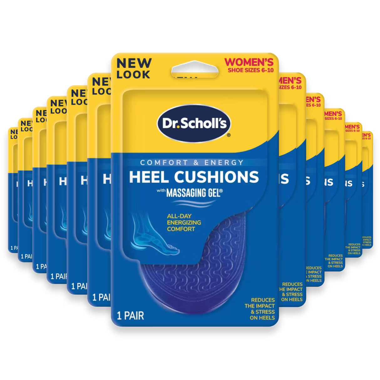 Dr. Scholl’s Comfort Heel Cushions with Massaging Gel for Women Size 6 to 10 1 Pair - 12 Pack
