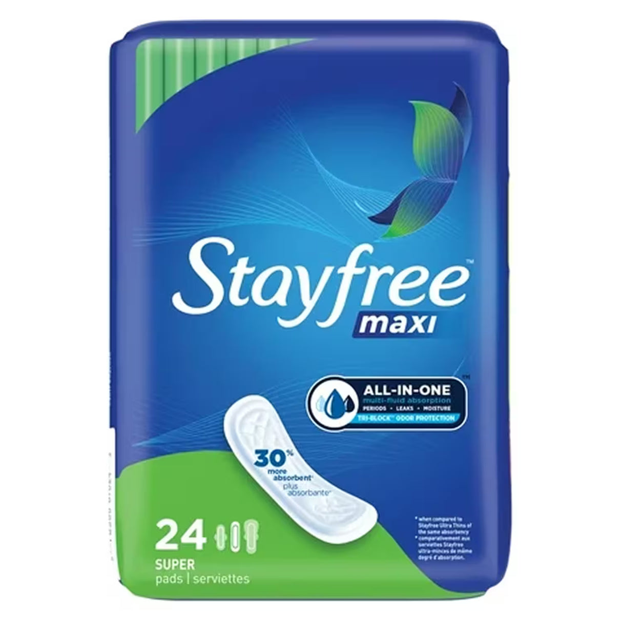 Stayfree Maxi Pads Super Absorbency – 24 Count – 6 Pack