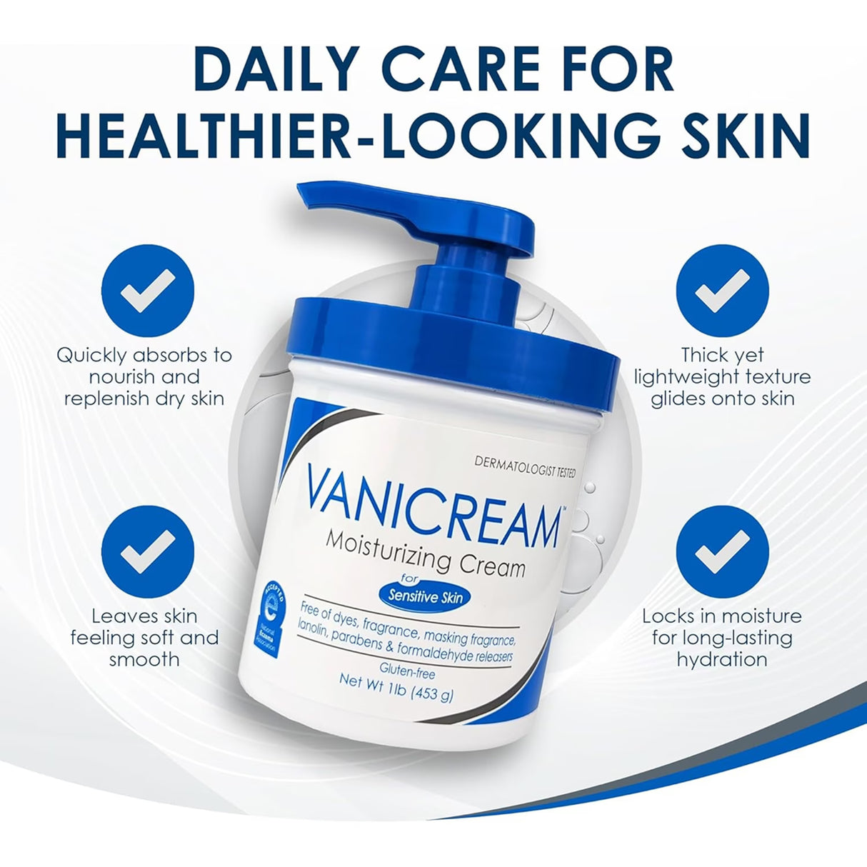 Vanicream Moisturizing Skin Cream with Pump for Sensitive Skin, Fragrance-Free, 16 oz - 12 Pack
