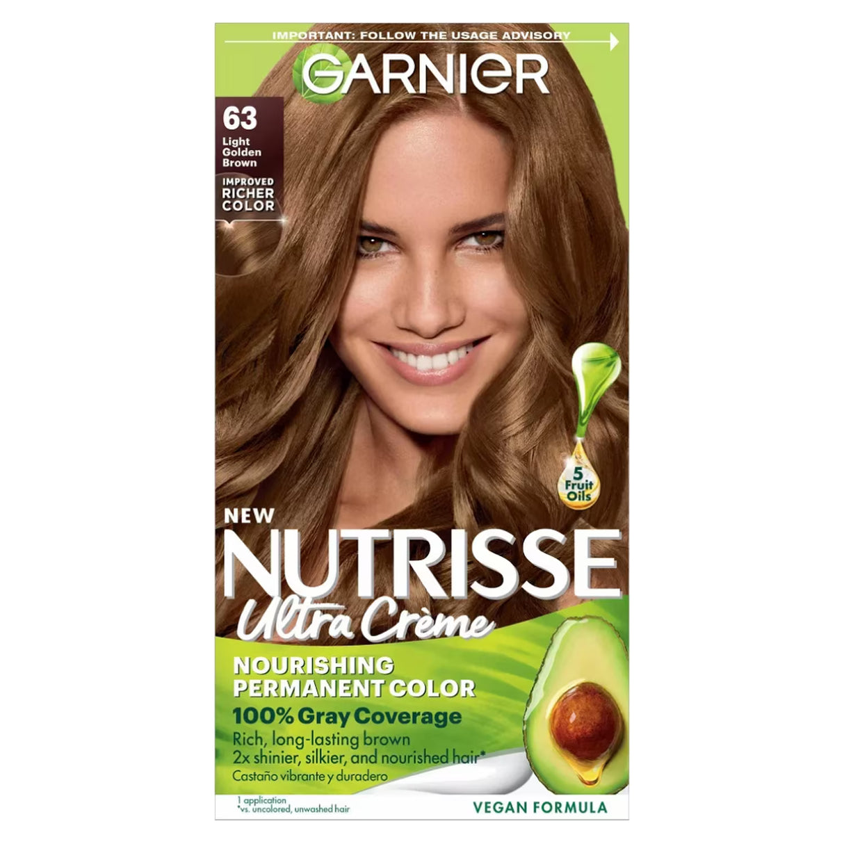 Garnier Nutrisse Hair Color, #63 Light Golden Brown - 12 Pack