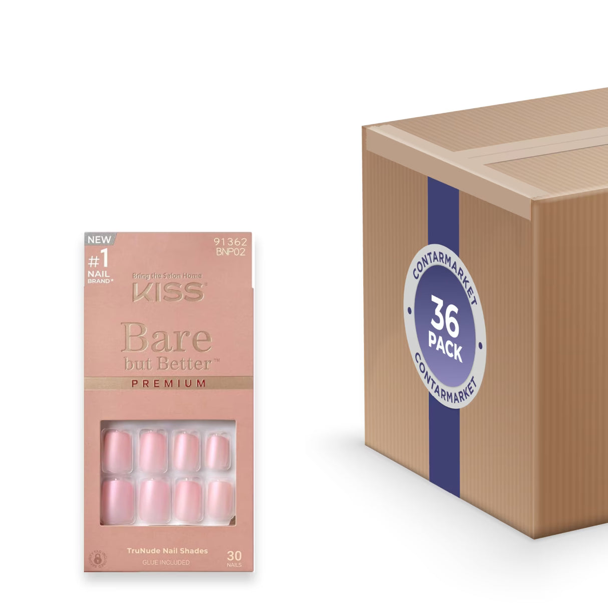 KISS Bare but Better Spicy Press-On Nails - 30 Ct - 36 Pack