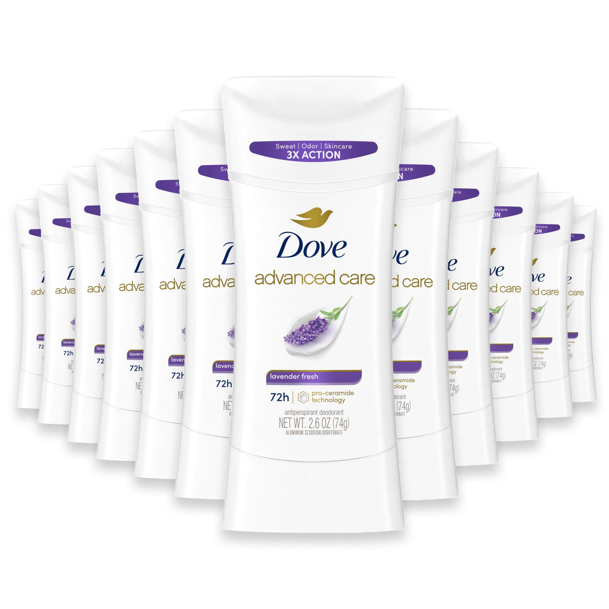 Dove Advanced Care Lavender Fresh Deodorant Stick - 2.6oz - 12 Pack