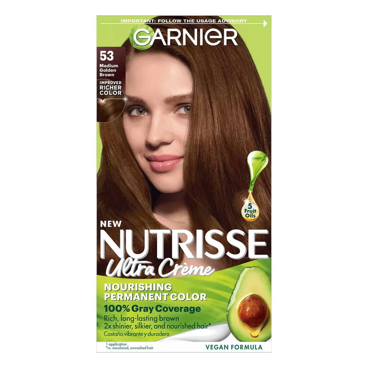 Garnier Nutrisse Ultra Crème Permanent Hair Color Kit, #53 Medium Golden Brown - 12 Pack