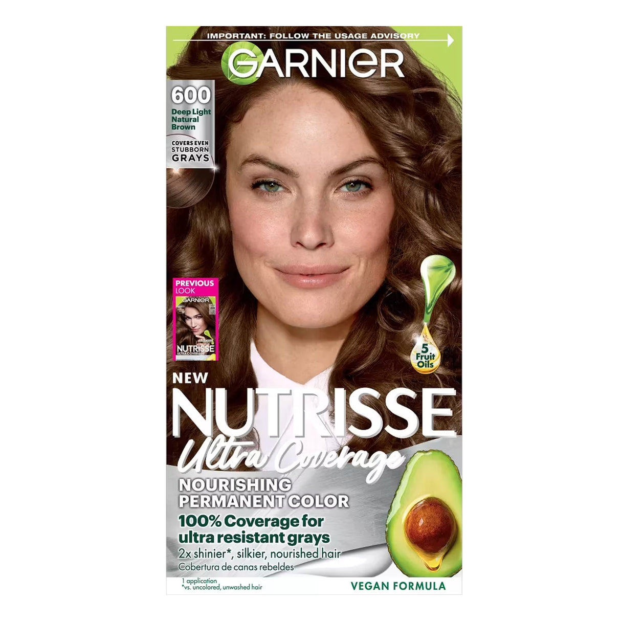 Garnier Nutrisse Ultra Coverage Permanent Hair Color Kit, #600 Ultimate Light Natural Brown - 12 Pack