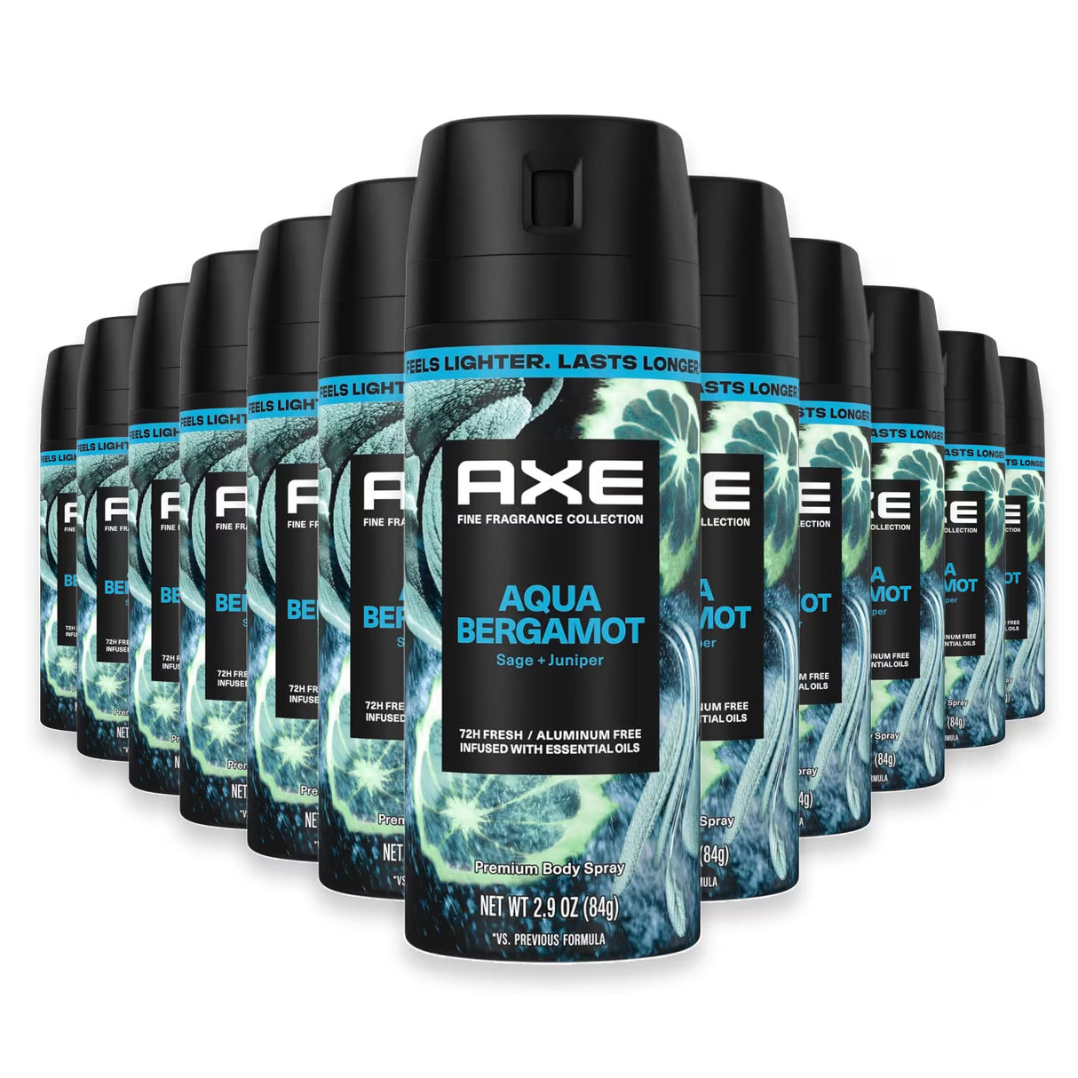 AXE Aqua Bergamot Premium Body Spray - 2.9oz - 12 Pack - travel size -