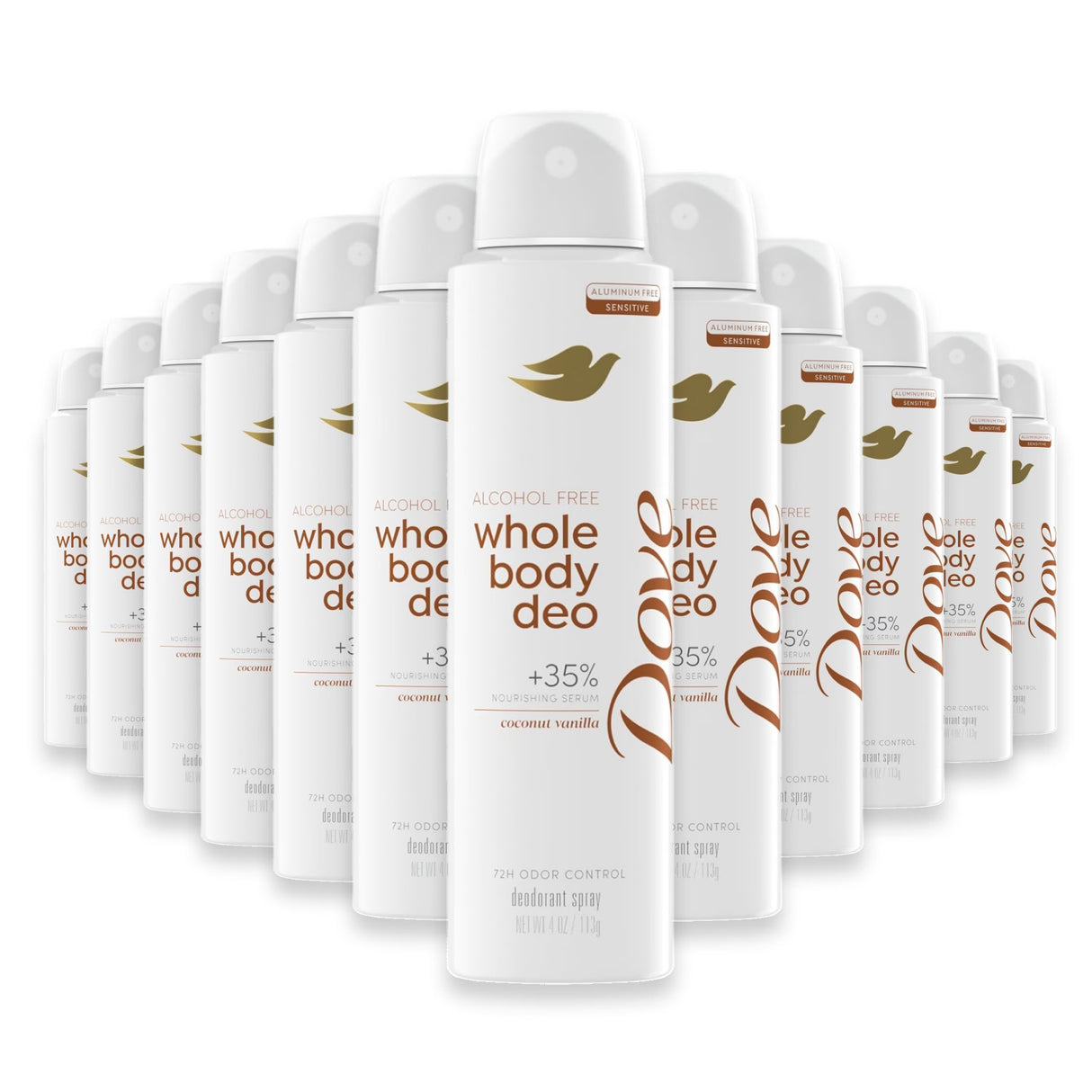 Dove Whole Body Deodorant Spray, Coconut Vanilla - 4oz - 12 Pack