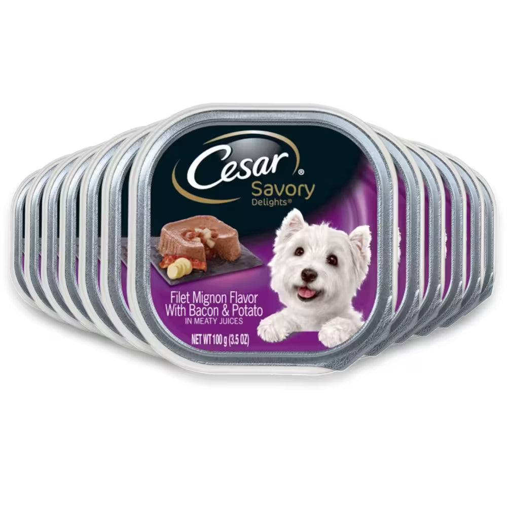 Cesar Savory Delights Wet Dog Food Filet Mignon, Bacon & Potato – 3.5 oz – 24 Pack