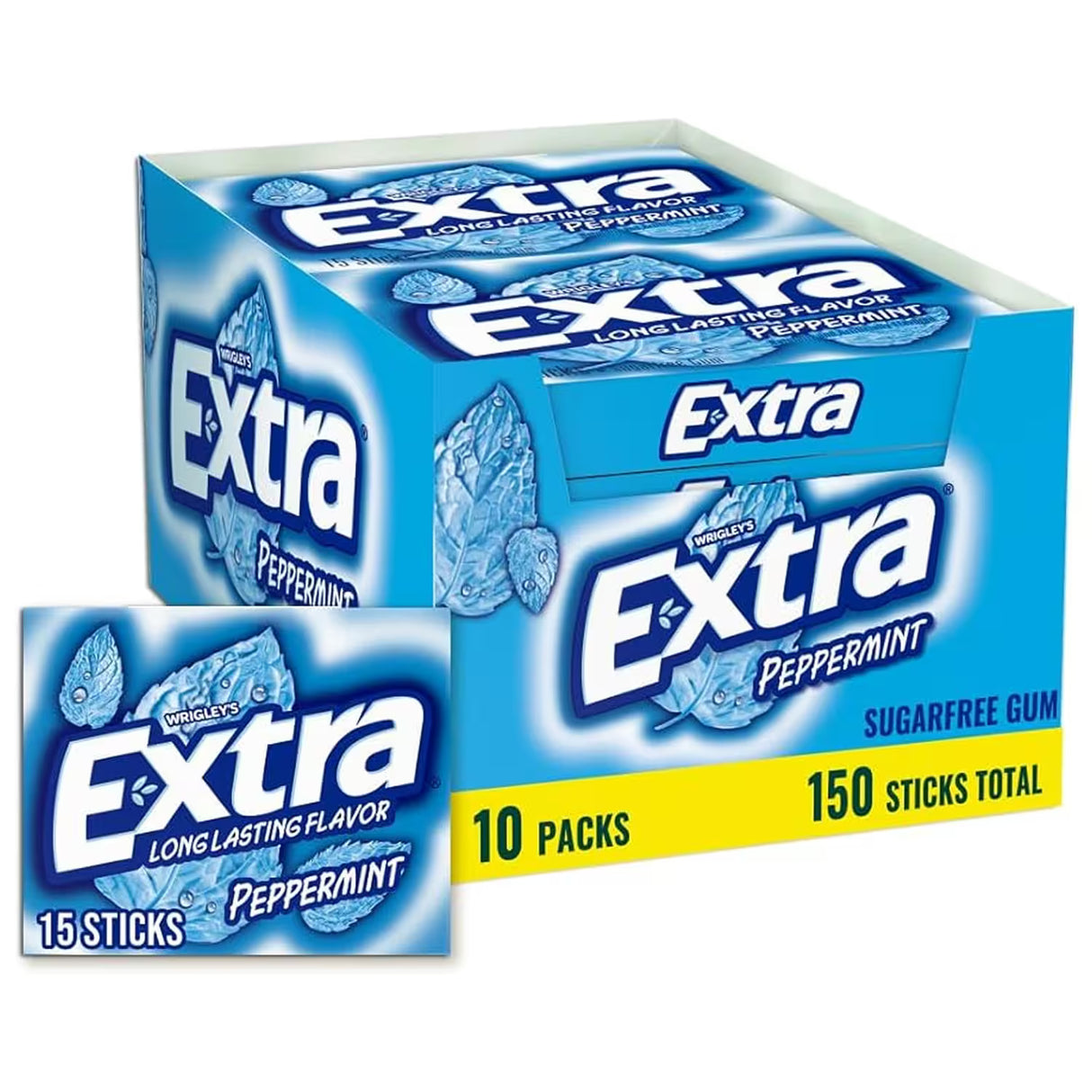 Wrigley's Extra Sugar Free Peppermint Gum – 15 Sticks – 120 Pack