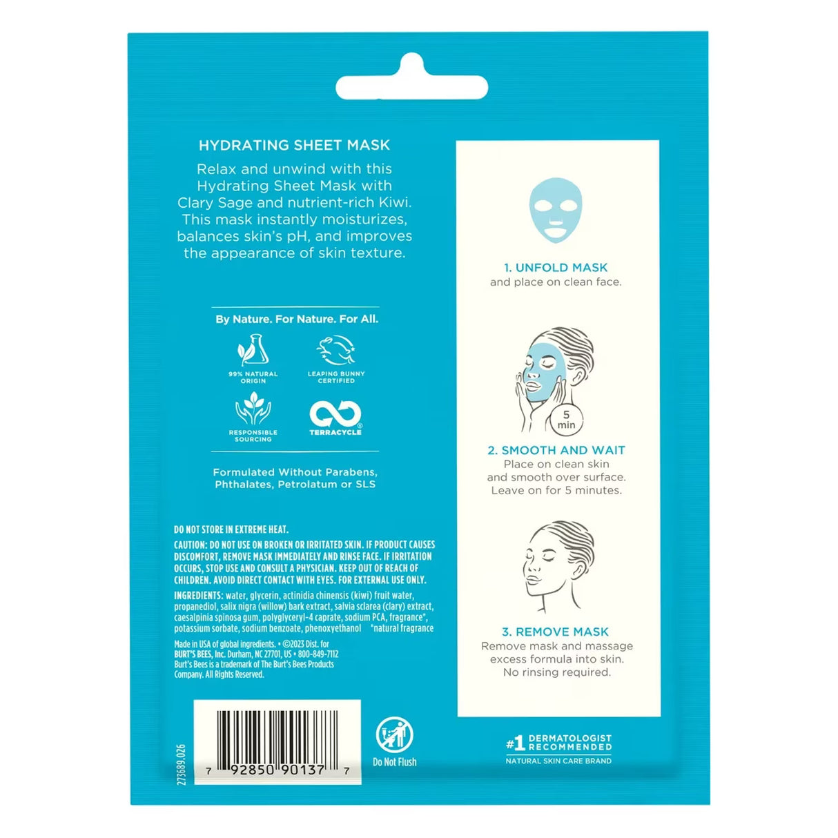 Burt's Bees Hydrating Sheet Mask with Clary Sage - 48 Pack